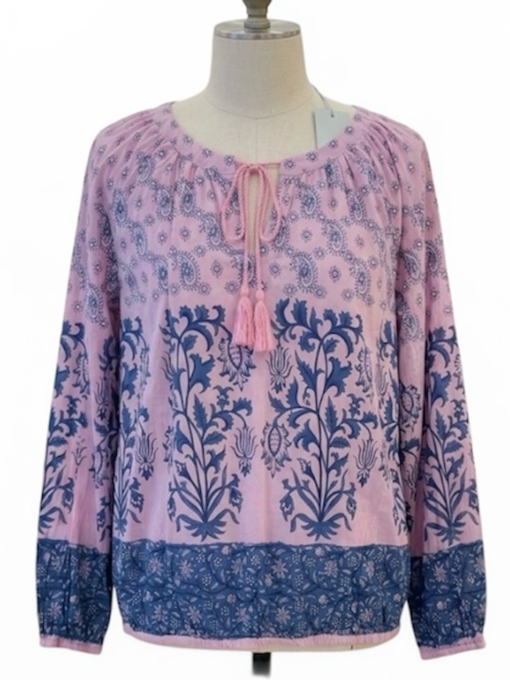 Cynthia Rowley women Pink and Blue paisley Floral Patterned Blouse small